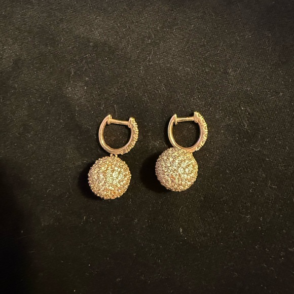 Sterling Silver Rose Gold Plated and CZ Ball Earrings - Picture 3 of 5